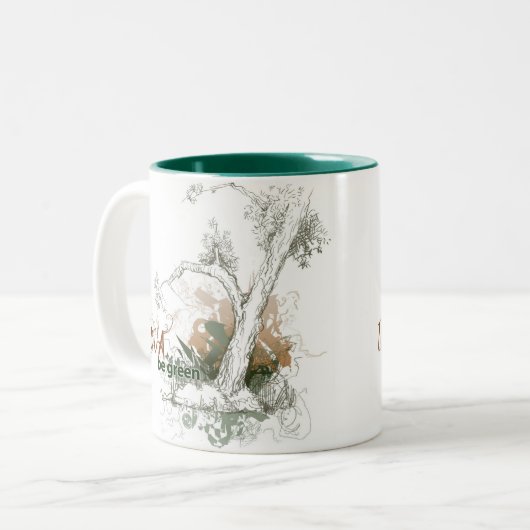 Grüne Baum-Tasse Iowas Zweifarbige Tasse (Vorderseite Links)