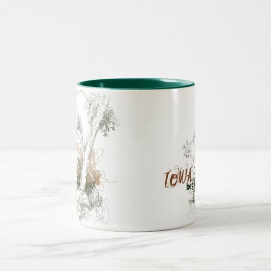 Grüne Baum-Tasse Iowas Zweifarbige Tasse (Mittel)