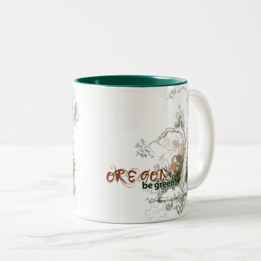 Grüne Baum-Tasse Oregons Zweifarbige Tasse (VorderseiteRechts)