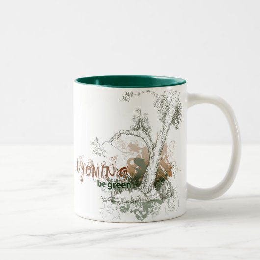 Grüne Baum-Tasse Wyomings Zweifarbige Tasse (Rechts)