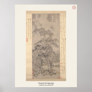 Grüne Bäume auf roter Klippe - Huang Gongwang, Yua Poster