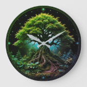 Grüne Bäume Große Wanduhr (Vorderseite)