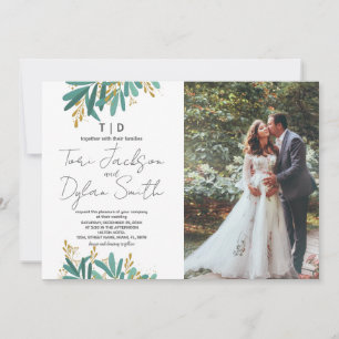 Grüne Bäume Hochzeitseinladungen mit Foto Einladung