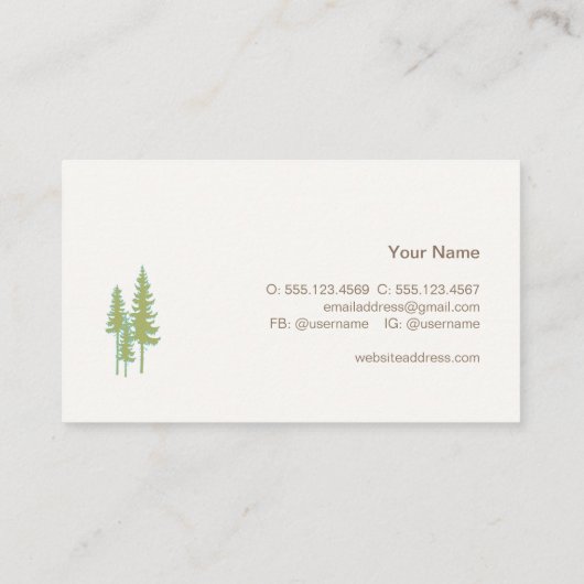 Grüne Bäume in der Natur und Landschaften Visitenkarte (Rückseite)