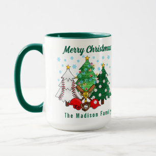 Grüne Bäume Moderne einfache Weihnachtsnachtsnacht Tasse