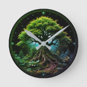 Grüne Bäume Runde Wanduhr (Vorderseite)