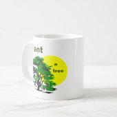 Grüne Bäume und gelbe Sonne, Pflanze eines Baumes Kaffeetasse (Vorderseite Links)