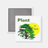 Grüne Bäume und gelbe Sonne, Pflanze eines Baumes Magnet (Vorderseite/Rückseite)