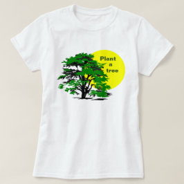Grüne Bäume und gelbe Sonne, Pflanze eines Baumes T-Shirt