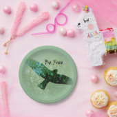 Grüne Bäume Vögel in die Höhe schießen, frei sein Pappteller (Party)