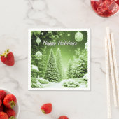 Grüne Bäume Weihnachtsbälle Urlaubspapier Napkin Serviette (Beispiel)