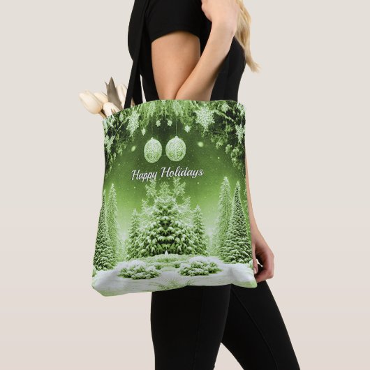 Grüne Bäume Weihnachtsbäume Tote Tasche (Von Nahem)