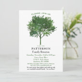 Grüne Baumfamilie Wiedersehen Einladung (Stehend Vorderseite)
