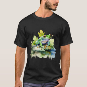 Grüne Baumfrosch-Jungle-tropische Blätter T-Shirt