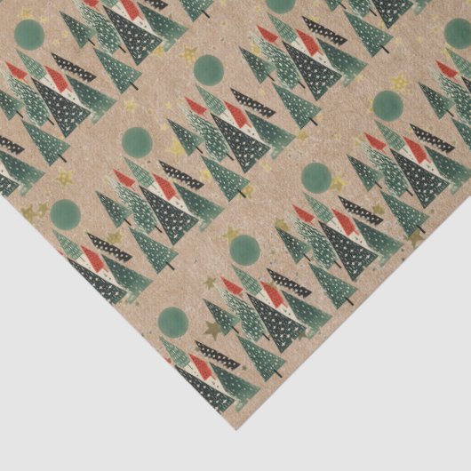 Grüne Baumkronen aus Kraft Papier - Tissue (Detail)