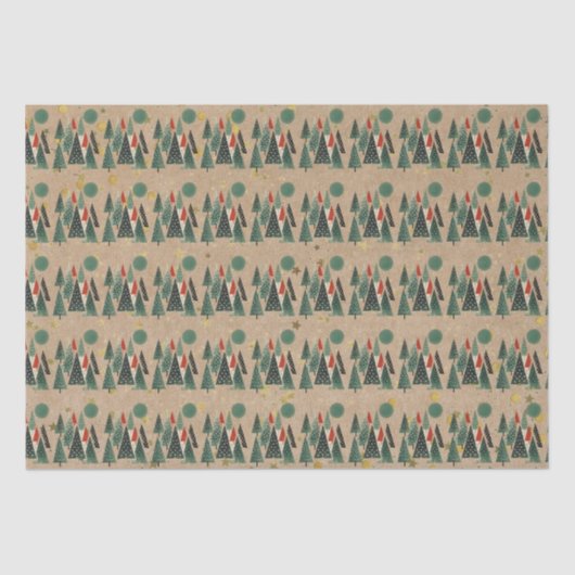 Grüne Baumkronen aus Kraft Papier - Tissue (Vorderseite)