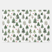 Grüne Baummuster mit roten Streifen Geschenkpapier Set (Vorderseite 3)