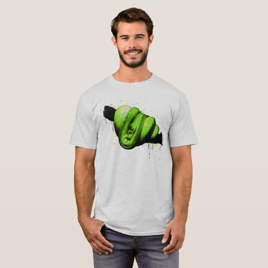 Grüne Baumpython Wasserfarbe Reptilien T-Shirt (Vorne ganz)