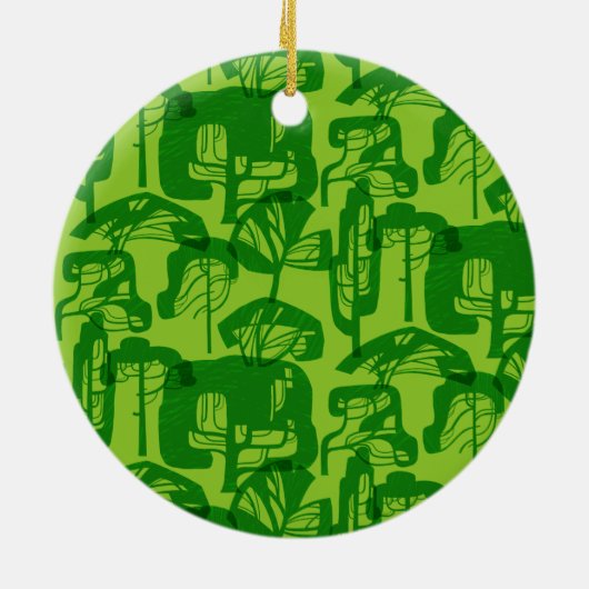 Grüne Baumstruktur Keramik Ornament (Hinten)