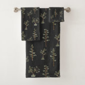 Grüne Baumwaldmuster Badhandtuch Set (Insitu)