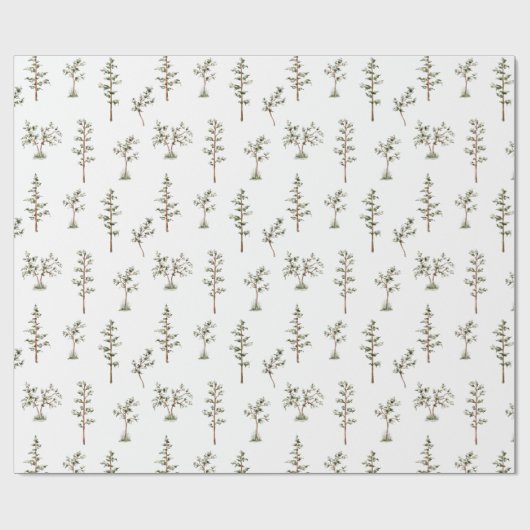 Grüne Baumwaldmuster Geschenkpapier (Flach)