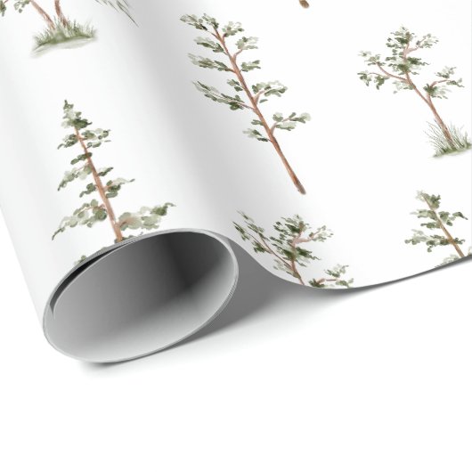 Grüne Baumwaldmuster Geschenkpapier (Rolleneckpunkt)