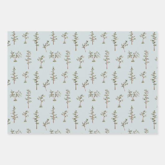 Grüne Baumwaldmuster Geschenkpapier Set (Vorderseite)