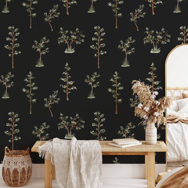 Grüne Baumwaldmuster Tapete (In situ)