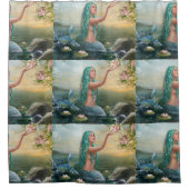 grüne behaarte Meerjungfrau Duschvorhang (Vorderseite)