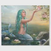 grüne behaarte Meerjungfrau Geschenkpapier (Flach)