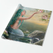 grüne behaarte Meerjungfrau Geschenkpapier (Ungerollt)