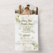 Grüne Beige Blumenhochzeit Einladung UAWG ALL IN O (Innen Boden)