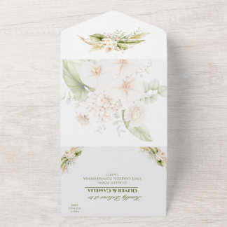 Grüne Beige Blumenhochzeit Einladung UAWG ALL IN O