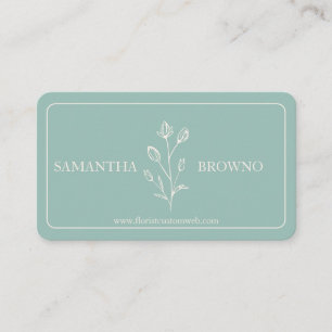 Grüne, beige gerahmte Blume Visitenkarte