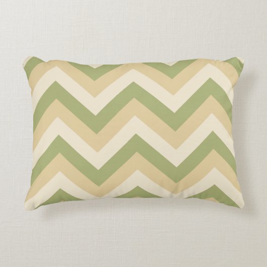 Grüne Beige Hochzeitsfarben Modernes Zickzack Must Dekokissen (Vorderseite)