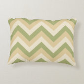 Grüne Beige Hochzeitsfarben Modernes Zickzack Must Dekokissen (Rückseite)
