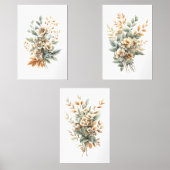 Grüne Beige neutrale Farbtöne Botanicals Floral Bilderwand Sets (Vorderseite)