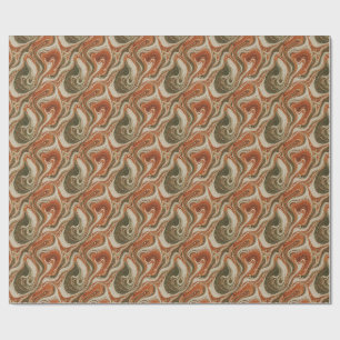 Grüne Beige Orange Marmorierung Geschenkpapier