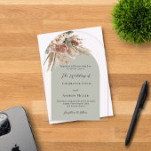 Grüne beige Rose Pampas Bärchen Hochzeit klar Acryleinladungen