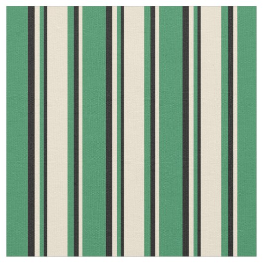 Grüne, beige und schwarze Linien Stoff (Nahaufnahme)