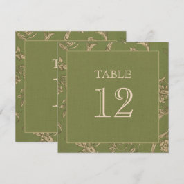 Grüne Beige Vintage Muster Burlap Textur Hochzeit Einladung