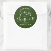 Grüne benutzerdefinierte Frohe Weihnachten Aufkleb Runder Aufkleber (Tasche)