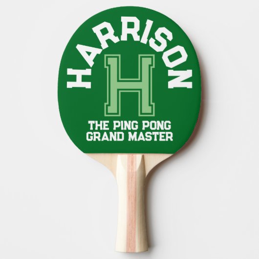 Grüne benutzerdefinierte Monogramm-Name, Initial u Tischtennis Schläger (Vorderseite)