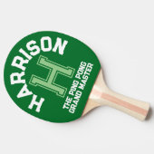 Grüne benutzerdefinierte Monogramm-Name, Initial u Tischtennis Schläger (Seitenansicht)