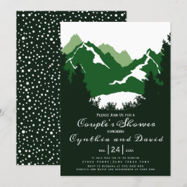 Grüne Berge, Koniferen Hochzeitspaare Dusche Einladung