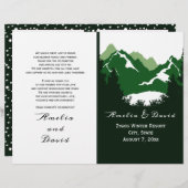 Grüne Berge und Feste gefaltetes Hochzeitsprogramm (Vorne/Hinten)