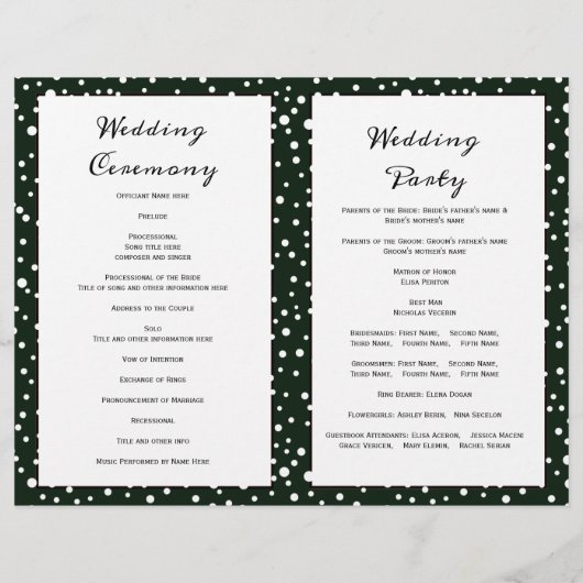 Grüne Berge und Feste gefaltetes Hochzeitsprogramm (Rückseite)