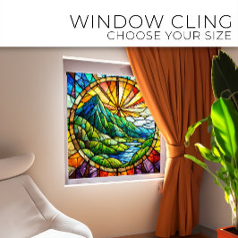 Grüne Berge und Fluss Gesteigerte Glaskunst Fensteraufkleber