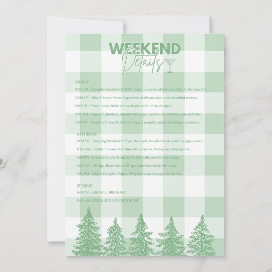 Grüne Berge und Martinis Bachelorette Einladung (Rückseite)