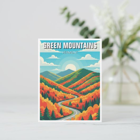 Grüne Berge Vermont Fall Foilage Postkarte (Stehend Vorderseite)
